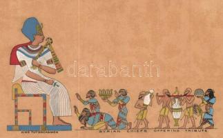 King Tutankhamun. Syrian chiefs offering tribute. Egyptian folklore