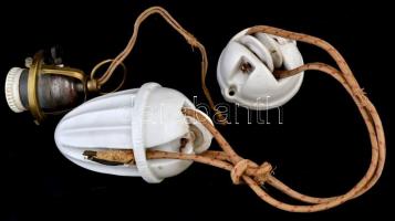 Tejüveg lámpabura, matricás flamand képekkel, foglalattal, porcelán kiegészítővel, 20x25 cm