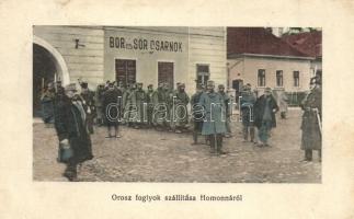 Homonna, Humenné; Orosz foglyok elszállítása. Bor és sör csarnok / transporting of the Russian prisoners of war (POWs), beer hall (fl)