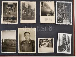 cca 1939-1944 167 db német katonafotó a frontról és a szolgálatból bőr albumban. / 1939-45 German so...