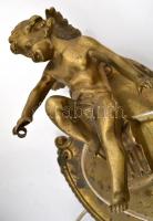 Puttós réz csillár, hibátlan üvegburával, 2 db falikarral, d: 48 cm