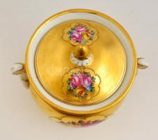 Porcelán urna, kézzel festett, jelzett, kis kopásokkal, m: 18 cm