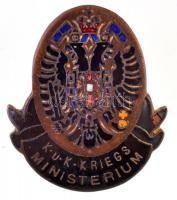 Osztrák-Magyar Monarchia ~1867-1918. Császári és királyi hadügyminisztériun zománcozott Br gomblyukjelvény, hátoldalán 298 gravírozott sorszám valamint B.B. & Co. gyártói jelzés (23x27mm) T:2 / Austro-Hungarian Monarchy ~1867-1918. K.u.K. Kriegs Ministerium enamelled Br buttonhole badge, reverse with engraved serial number 298 and B.B. & Co. makers mark (23x27mm) C:XF