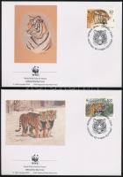 WWF: Szibériai tigris sor 4 db FDC-n, WWF Siberian tiger set on 4 FDC