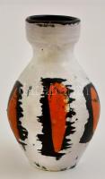 Gorka Lívia (1925-2011): Fekete-sárga csíkos váza, festett, mázas kerámia, jelzett (Iparművészeti Vállalat), nagyon apró mázhibával , m: 16 cm