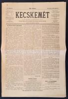 1883 Kecskemét. A Kecskeméti Függetlenségi Párt politikai és közművelődési közlönye. XI. évf. 44. sz.,1883. május 31. Szerk.: Dr. Kovács Pál. Kecskemét, Sziládi Lajos-ny., korabeli reklámokkal, szakadt, 6 sztl. lev.