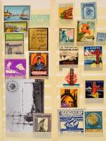 cca 1900 Levélzáró gyűjtemény hajózás témában berakólapon / Ships thematic poster stamps