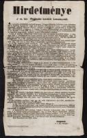 1852 Pest megyei kormányzati hirdetmény a megszaporodott rablások miatti intézkedésekről