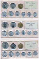 1980. 2f-10Ft (9xklf) + 1981. 2f-10Ft (9xklf) + 1982. 2f-10Ft (9xklf), 3db érmés forgalmi sor fóliat...