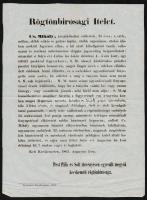 1863 Kecskemét Bogár betyár elítéléséről szóló hirdetmény 23x31 cm