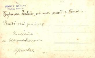 1941 Perestó, Pertoca; bevonulás, díszkapu, ünneplő tömeg / entry of the Hungarian troops, decorated...