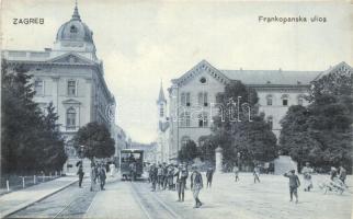 Zagreb, Frankopanska ulica / street view with horse-drawn tram / utcakép lóvasúttal