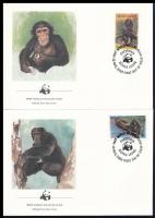 WWF Chimpanzees set 4 FDC, WWF Csimpánzok sor 4 FDC-n