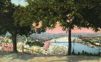 Budapest I. Kilátás a Gellért-hegyről, Lánchíd - képeslapfüzetből