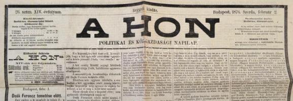 1876 A Hon. Politikai és Közgazdasági Napilap. XIV. évf. 26. sz.,1876. február 2. Szerk.: Jókai Mór....