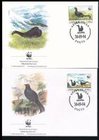 WWF Kaukázusi nyírfajd sor 4 FDC-n + négyestömb WWF Caucasian Shepherd Dog set 4 FDC + block of 4