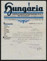 1928 Hungária Cipőgyári és Kereskedelmi Rt. díszes fejléces levél, 29x22,5 cm