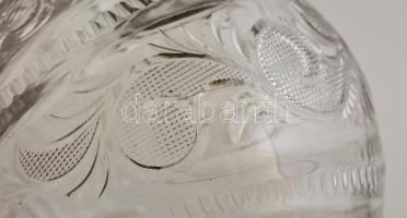 Angol ezüst (Ag.) fedeles és fogantyús üveg kiöntő, csiszolt, metszett, jelzett, mesterjeggyel, m: 2...