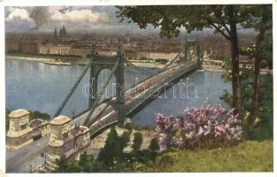 Budapest, Erzsébet híd. Művészlevelezőlap Hausner H. 7014/1. (EK)