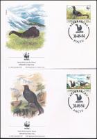 WWF Kaukázusi nyírfajd sor 4 FDC-n + négyestömb WWF Caucasian black grouse set on 4 FDCs + block of ...