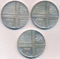 1977. 200Ft Ag (3xklf) "Magyar festők II. / Csontváry, Mányoki, Rippl-Rónai" T:BU kis pati...