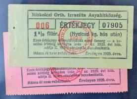 Miskolc / Miskolczi Orthodox Izraelita Anyahitközség 1908-1942. 50db-os vágatási bárca és értékjegy ...