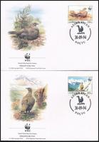 WWF Black grouse block of 4 and set on 4 FDC-s WWF Kaukázusi nyírfajd sor 4 FDC-n + négyestömb