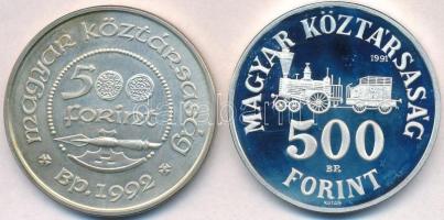 1991. 500Ft Ag "Széchenyi István" + 1992. 500Ft Ag "Szent László" T:PP,BU
