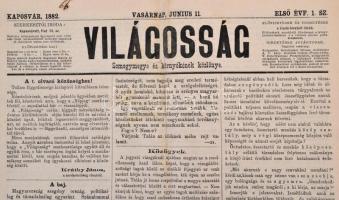 1882 Világosság. Somogymegye és környékének közlönye. I. évf. 1. sz., 1882. junius 11. Szerk.: Krátk...