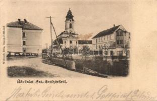 Szentgotthárd, utcakép, templom. Wellisch Béla kiadása (EK)