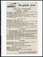 1857 Dunai utas gőzhajó menetrend. Kivágás kartonon 13x22 cm + 2 hajózással kapcsolatos nyomtatvány