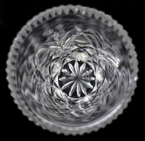 Kis üveg tétel: Lux hámozott, csiszolt, metszett többrétegű váza, jelzett, apró kopásokkal, m: 19,5 ...