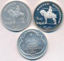 1990. 500Ft Ag "Mátyás király / Beatrix" (2xklf) + 1990. 500Ft Ag "Mátyás király / Bu...