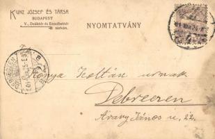 Kunz József és Társa cs. és kir. udvari szállítók és MKSZ nagykereskedők reklámlapja és saját kiadás...