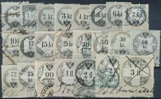 1859-1864 31 klf érték kékes papíron/ 31 different values on blueish paper