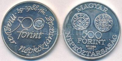 1988. 500Ft Ag "Világ vadvédelmi alap" + 1988. 500Ft Ag "Szent István" T:BU
Ada...