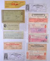 1883-1966. 12db-os csekk gyűjtemény angol, amerikai és francia bankok T:vegyes