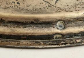 Ezüst (Ag.) talpas kínáló, jelzett, sérült d: 29,5 cm