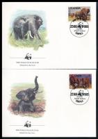 WWF Afrikai elefánt sor 4 db FDC-n WWF African elephant set 4 FDC