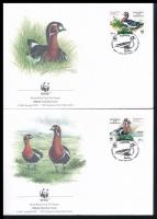 WWF Red-breasted Goose set on 4 FDC + block of 4 WWF Vörösnyakú lúd sor 4 FDC-n + négyestömb