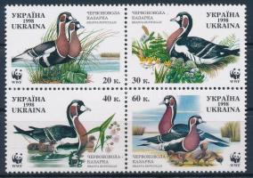 WWF Vörösnyakú lúd sor 4 FDC-n + négyestömb WWF Red-breasted Goose set on 4 FDC + block of 4