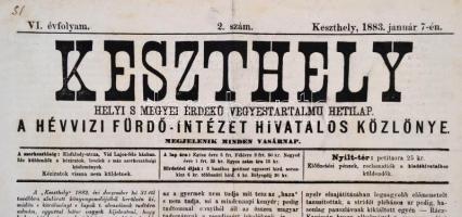 1883 Keszthely. Helyi s megyei érdekű vegyestartalmu hetilap. A Hévízi Fürdő-Intézet Hivatalos Közlö...