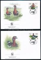 WWF: Vörösnyakú lúd sor 4 FDC-n + négyestömb WWF: Red-breasted goose set on 4 FDC + block of 4