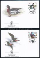 WWF: Red-breasted goose set on 4 FDC + block of 4 WWF: Vörösnyakú lúd sor 4 FDC-n + négyestömb