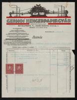 1930 Germos Hengerpapírgyár Rt., díszes fejléces számla, okmánybélyegekkel, 29,5x23 cm