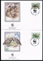 WWF Owls set 4 FDC + set WWF: Baglyok sor 4 db FDC-n + sor