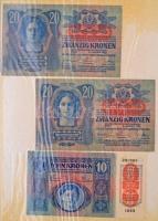 Vegyes 89db-os papírpénz gyűjtemény nagyrészt magyar és osztrák kiadású korona valamint kevés külföl...