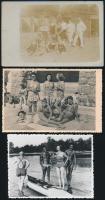 cca 1910-1960 Fürdőélet különböző korszakokban, 3 db fotó, 9x14 cm