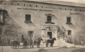 Deméte, Demjata; Báró Uszlár-Gleichen Ottó kastélya, lovas hintó. Divald / castle, chariot / Schloss (EK)