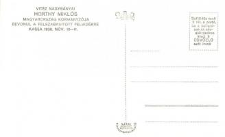 1938 Kassa, Kosice; bevonulás, darutollas tisztek, Horthy Miklós és Purgly Magdolna / entry of the H...